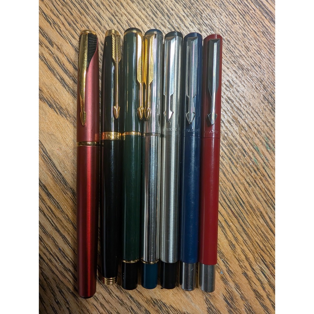 Vintage Parker Pen Lot Vector Jotter 45 Frontier Fountain Rollerball 9pc + Ink